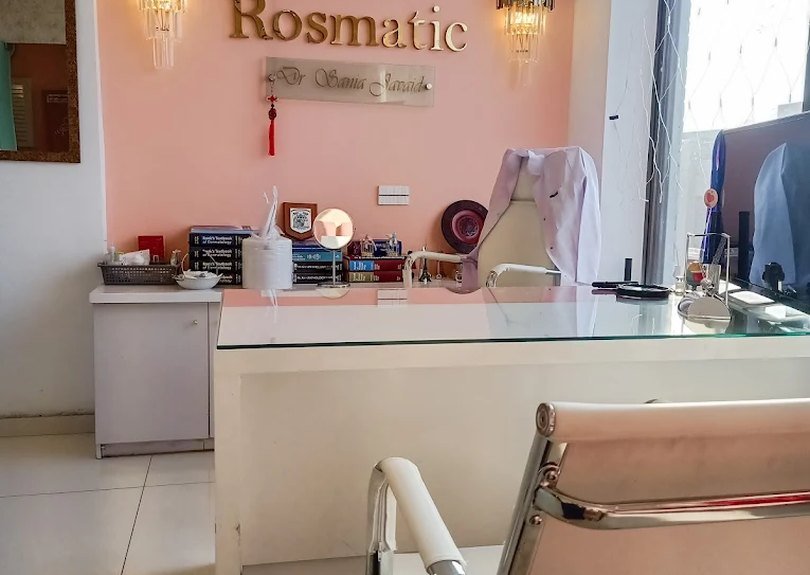 Woman receiving cosmetic skin treatment